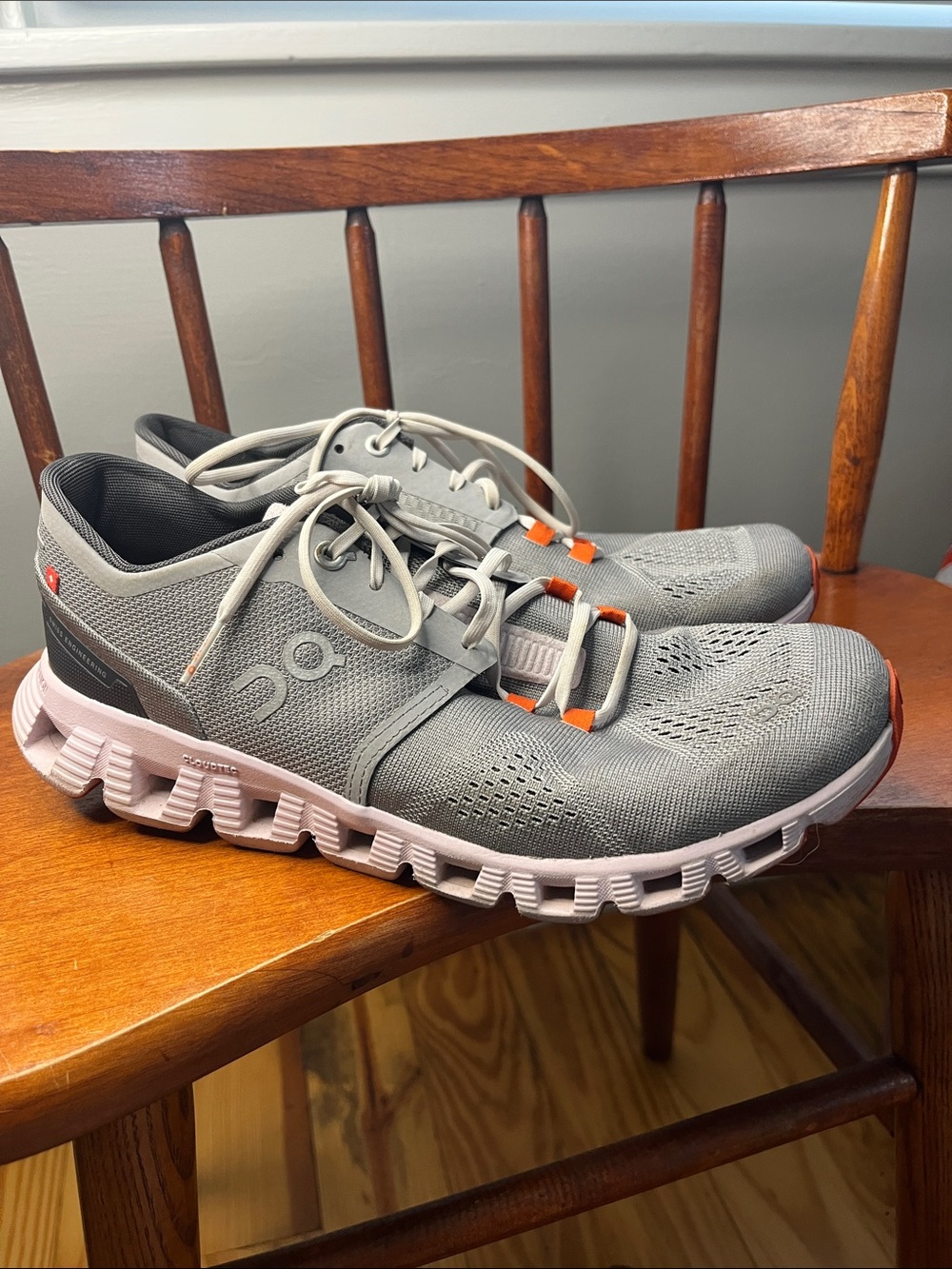 On Cloud X Sneakers Alloy Lily Gray Orange Pink Athletic Shoes Size 9 EUC